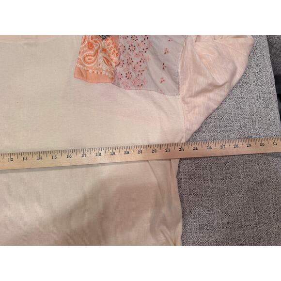 Free People We The Free Feelin It Pink Patchwork Slouchy Long Sleeve Top Small - Picture 7 of 10